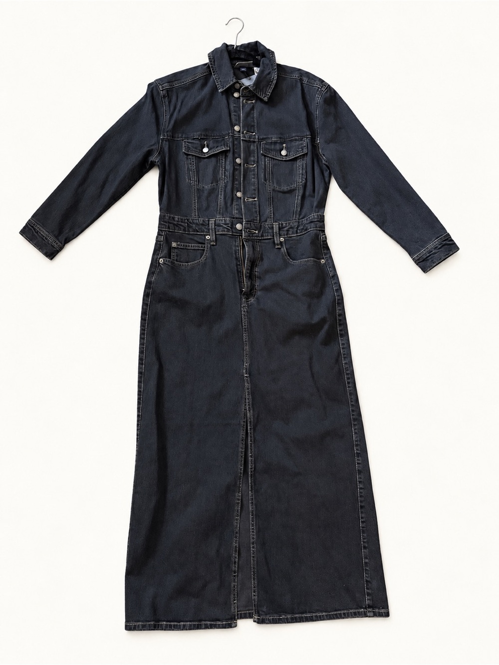 Dark Wash Denim Long Sleeve Maxi Dress